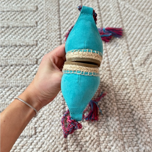 Sam Edelman Circus Lace up Lenora Espadrille Flats turquoise base color size 8 - Picture 4 of 8